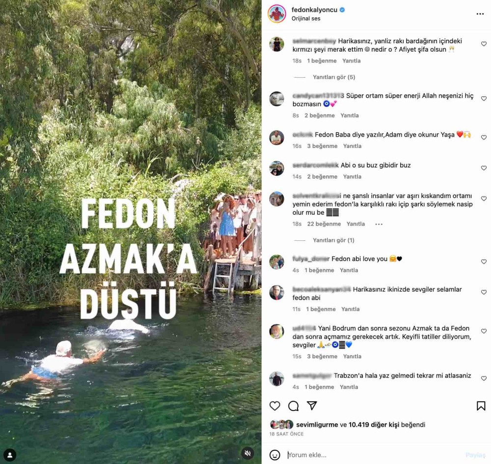 fedon ile enis arikan in azmak paylasimi gundem oldu fedon azmak a dustu